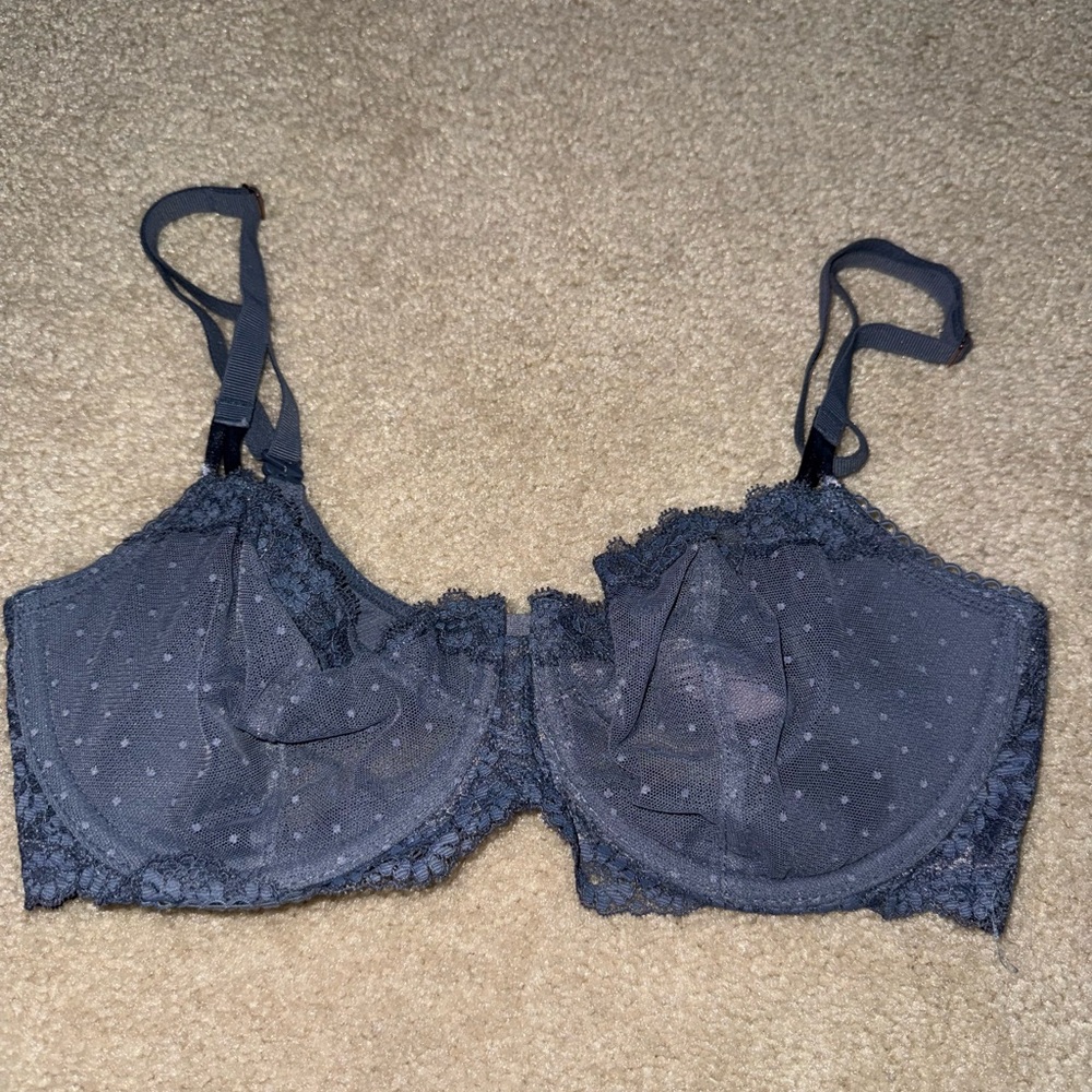 Lace Underwire Bra in Navy Blue